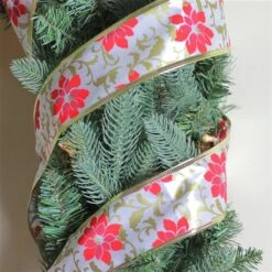 Northlight Poinsettia Print Gold Wired Christmas Craft Ribbon Spools 7 Northlight Poinsettia Print Gold Wired Christmas Craft Ribbon Spools -Northlight Paradise 331054282 AlternateImage2 l