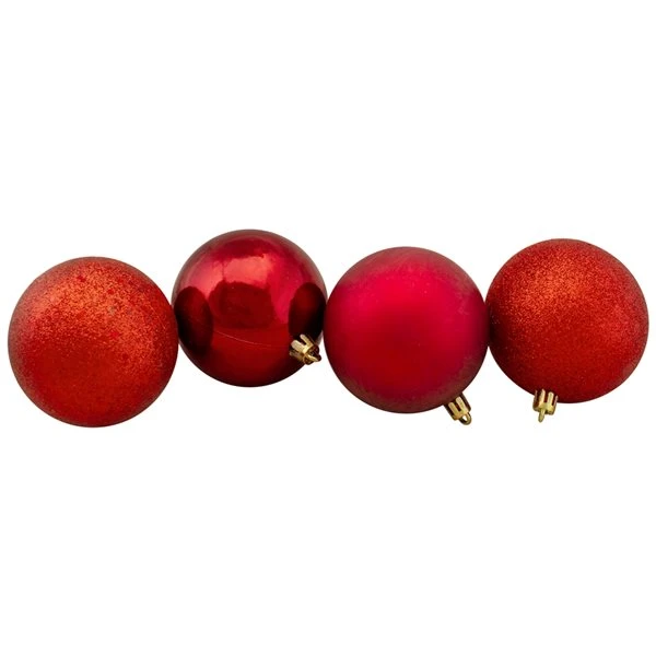 Northlight 32-Piece Red Shatterproof 4-Finish Christmas Ball Ornaments 3 Northlight 32-Piece Red Shatterproof 4-Finish Christmas Ball Ornaments