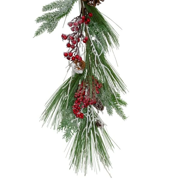 Northlight 5.75-ft X 7-in Berries And Pine Cones Frosted Artificial Christmas Garland 3 Northlight 5.75-ft X 7-in Berries And Pine Cones Frosted Artificial Christmas Garland