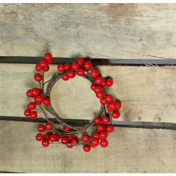 Northlight 7-in Shiny Red Berries Artificial Christmas Candle Ring 5 Northlight 7-in Shiny Red Berries Artificial Christmas Candle Ring - Image 3