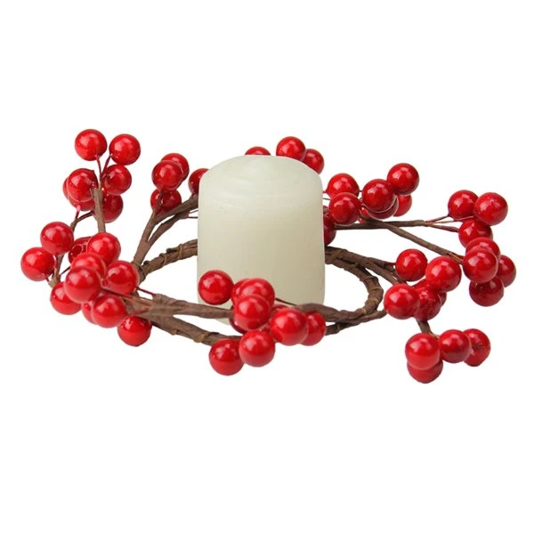 Northlight 7-in Shiny Red Berries Artificial Christmas Candle Ring 4 Northlight 7-in Shiny Red Berries Artificial Christmas Candle Ring - Image 2