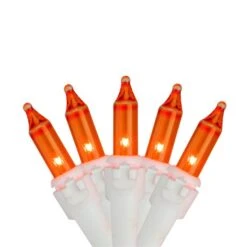 Northlight 100-Count Orange Mini Christmas Lights Set - 20.25-ft White Wire