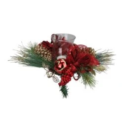Northlight 18-in Pine Sprigs And Glittered Berries Christmas Hurricane Candle Holder -Northlight Paradise 331054308 AlternateImage1 l
