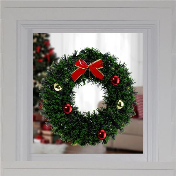 Northlight 17-in Green Tinsel Artificial Christmas Wreath With A Bow 4 Northlight 17-in Green Tinsel Artificial Christmas Wreath With A Bow - Image 2