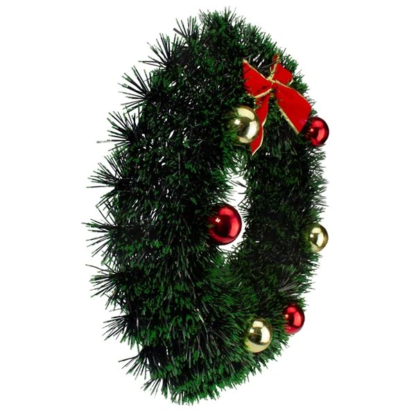 Northlight 17-in Green Tinsel Artificial Christmas Wreath With A Bow 6 Northlight 17-in Green Tinsel Artificial Christmas Wreath With A Bow - Image 4