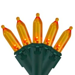 Northlight Set Of 50 Orange LED Mini Christmas Lights 4-in Spacing - Green Wire