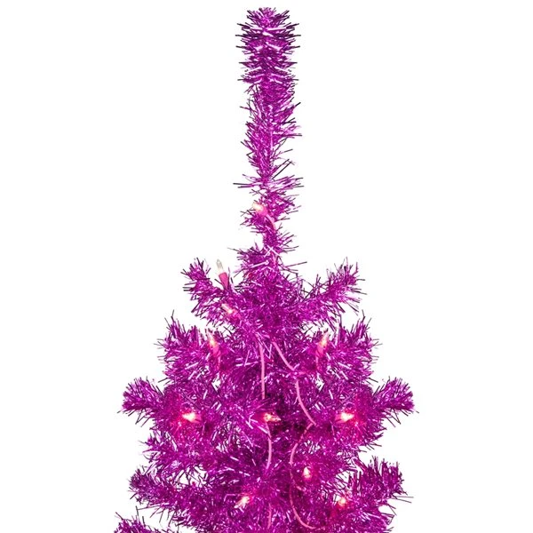 Northlight 4-ft Pre-Lit Pink Artificial Tinsel Christmas Tree Clear Lights 6 Northlight 4-ft Pre-Lit Pink Artificial Tinsel Christmas Tree Clear Lights - Image 4