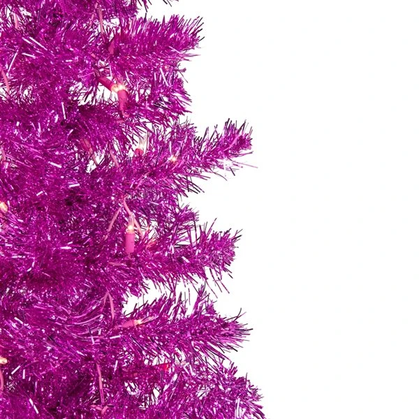 Northlight 4-ft Pre-Lit Pink Artificial Tinsel Christmas Tree Clear Lights 3 Northlight 4-ft Pre-Lit Pink Artificial Tinsel Christmas Tree Clear Lights