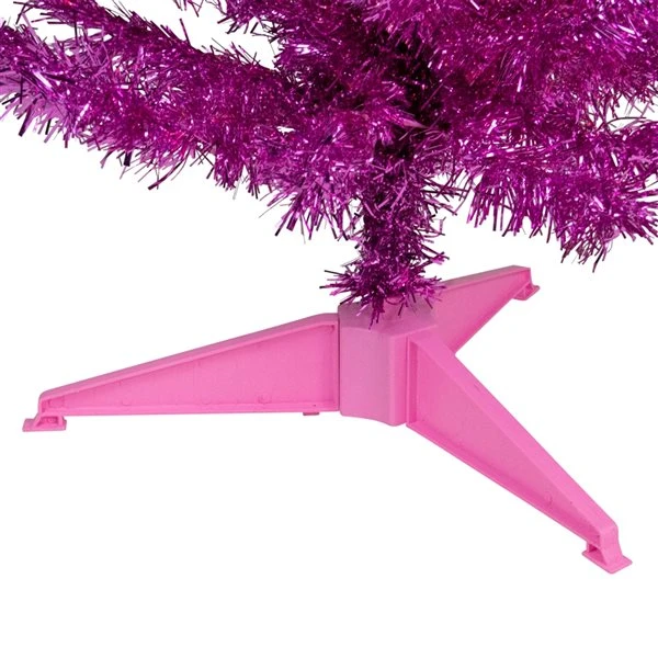 Northlight 4-ft Pre-Lit Pink Artificial Tinsel Christmas Tree Clear Lights 4 Northlight 4-ft Pre-Lit Pink Artificial Tinsel Christmas Tree Clear Lights - Image 2