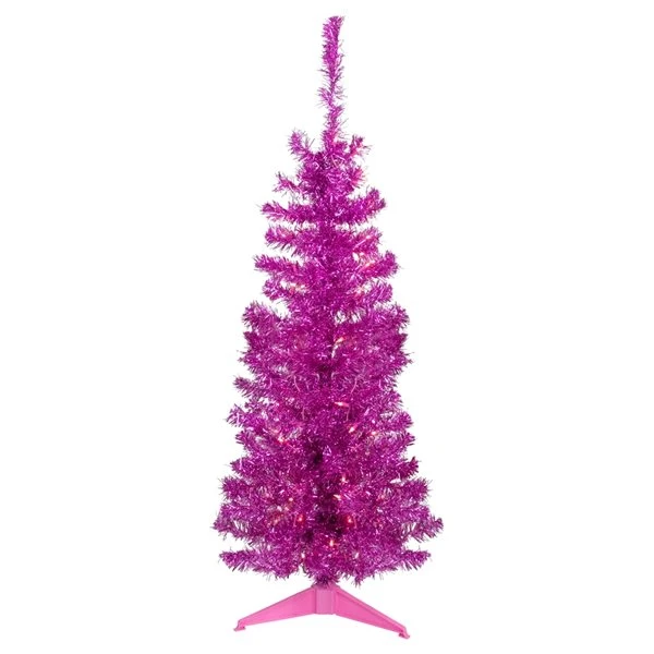 Northlight 4-ft Pre-Lit Pink Artificial Tinsel Christmas Tree Clear Lights 7 Northlight 4-ft Pre-Lit Pink Artificial Tinsel Christmas Tree Clear Lights - Image 5