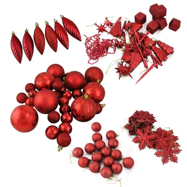 Northlight 125-Piece Apple Red Shatterproof 3-Finish Christmas Ornaments 3 Northlight 125-Piece Apple Red Shatterproof 3-Finish Christmas Ornaments