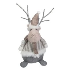 Northlight 18-in LED Lighted Brown And Grey Knit Reindeer Christmas Figure