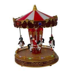 Northlight 11-in Red And White LED Lighted And Animated Christmas Carousel With Horses 10 Northlight 11-in Red And White LED Lighted And Animated Christmas Carousel With Horses -Northlight Paradise 331054361 AlternateImage2 l