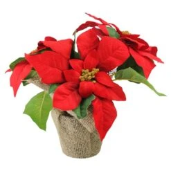 Northlight 10-in Red Poinsettia Artificial Christmas Floral Arrangement