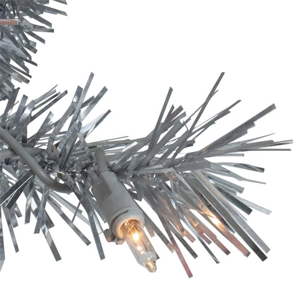 Northlight 9-ft X 12-in Pre-Lit Silver Tinsel Artificial Christmas Garland 3 Northlight 9-ft X 12-in Pre-Lit Silver Tinsel Artificial Christmas Garland