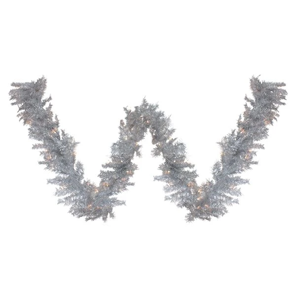 Northlight 9-ft X 12-in Pre-Lit Silver Tinsel Artificial Christmas Garland 5 Northlight 9-ft X 12-in Pre-Lit Silver Tinsel Artificial Christmas Garland - Image 3