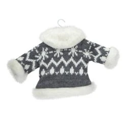 Northlight 8-in Grey And White Knit Nordic Print Sweater Christmas Ornament