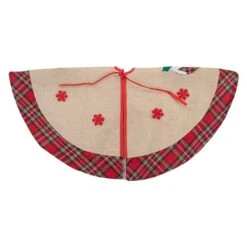 Northlight 48-in Burlap Plaid Tree Skirt With Christmas Puddings -Northlight Paradise 331054381 AlternateImage4 l