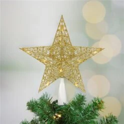 Northlight 10-in LED Gold Glittered Star Christmas Tree Topper -Northlight Paradise 331054385 AlternateImage1 l
