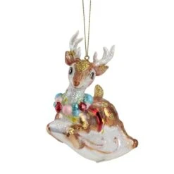 Northlight 5.25-in White And Red Glittered Reindeer Glass Christmas Ornament 7 Northlight 5.25-in White And Red Glittered Reindeer Glass Christmas Ornament -Northlight Paradise 331054398 AlternateImage1 l