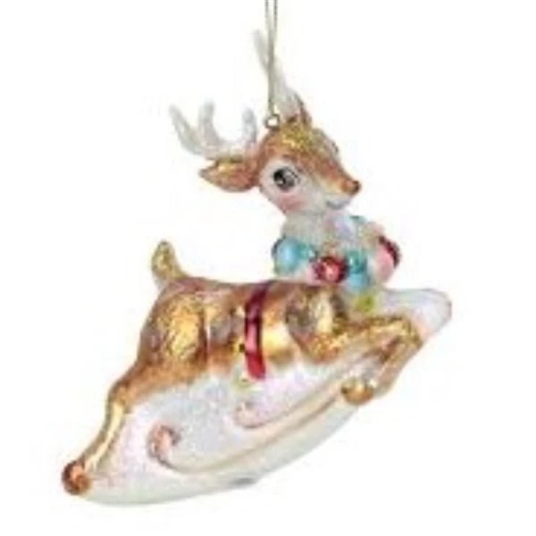 Northlight 5.25-in White And Red Glittered Reindeer Glass Christmas Ornament 4 Northlight 5.25-in White And Red Glittered Reindeer Glass Christmas Ornament - Image 2