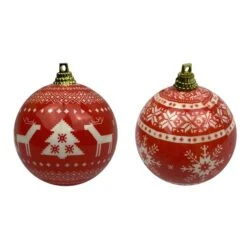 Northlight 14-Piece Nordic Decoupage Christmas Ball Ornament Set