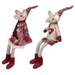 Northlight 17-in Boy And Girl Sitting Plush Christmas Mice Figures - Set Of 2