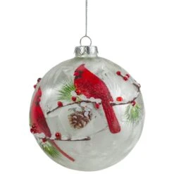 Northlight 4.5-in Red Cardinals And Pine Cones Glass Christmas Ornament -Northlight Paradise 331054450 AlternateImage1 l