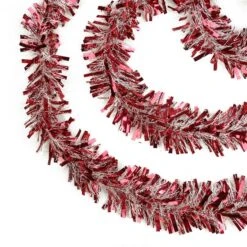 Northlight 50-ft X 4-in Red And White Wide Cut Snowblush Tinsel Christmas Garland