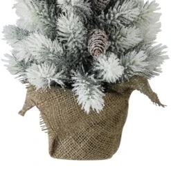 Northlight 19-in Potted Slim Flocked Mini Pine Christmas Tree In Burlap Base -Northlight Paradise 331054492 AlternateImage3 l