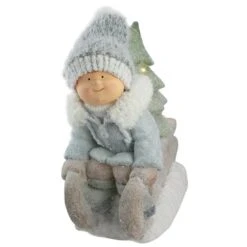 Northlight 15-in Beige And Green Lighted Boy On A Sled Christmas Decoration -Northlight Paradise 331054498 AlternateImage2 l