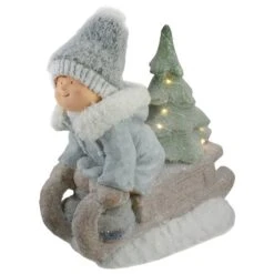 Northlight 15-in Beige And Green Lighted Boy On A Sled Christmas Decoration -Northlight Paradise 331054498 MainImage 001 l