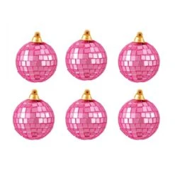 Northlight 2.75-in Bubblegum Pink Mirrored Glass Disco Ball Christmas Ornaments - 6-Piece