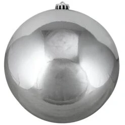 Northlight 8-in Shiny Grey Shatterproof Christmas Ball Ornament