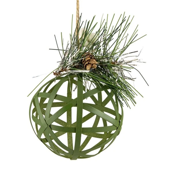 Northlight 5-in Green Rattan Christmas Ball Ornament With Pine Cone 3 Northlight 5-in Green Rattan Christmas Ball Ornament With Pine Cone