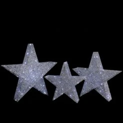 Northlight 24-in LED Silver Stars Outdoor Christmas Decorations - Set Of 3 -Northlight Paradise 331054529 AlternateImage2 l