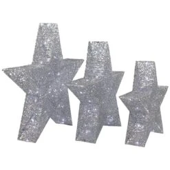 Northlight 24-in LED Silver Stars Outdoor Christmas Decorations - Set Of 3 -Northlight Paradise 331054529 AlternateImage3 l