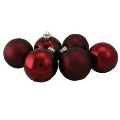 Northlight 3.25-in Burgundy Red 2-Finish Glass Ball Christmas Ornaments - 6-Piece -Northlight Paradise 331054535 MainImage 001 l