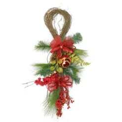 Northlight 26" Long Needle Pine And Berry Artificial Christmas Teardrop Swag Unlit