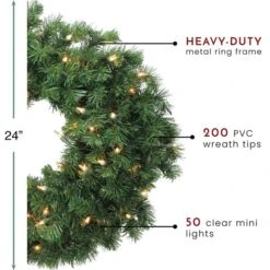 Northlight 24-in Pre-Lit Windsor Pine Artificial Christmas Wreath