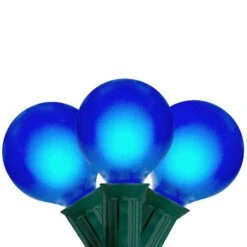 Northlight Set Of 15 Blue Satin G50 Globe Christmas Lights - Green Wire 17.5-ft