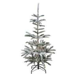 Northlight 6.5-ft Pre-Lit Flocked Slim Nordmann Fir Artificial Christmas Tree