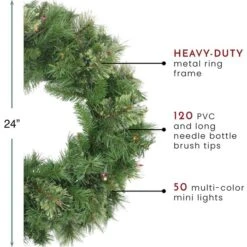 Northlight 24-in Pre-Lit Mixed Cashmere Pine Artificial Christmas Wreath