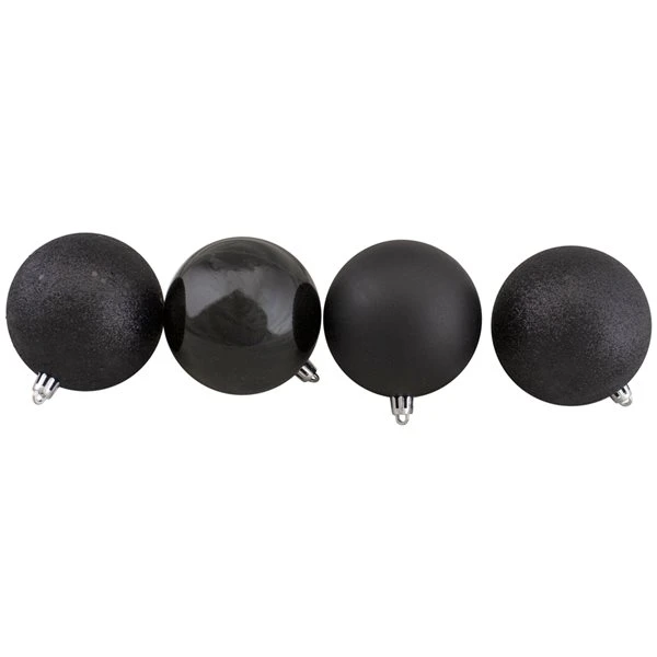 Northlight Jet Black Shatterproof 4-Finish Christmas Ball Ornaments 3.25-in 32/pk 5 Northlight Jet Black Shatterproof 4-Finish Christmas Ball Ornaments 3.25-in 32/pk - Image 3