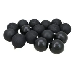 Northlight Jet Black Shatterproof 4-Finish Christmas Ball Ornaments 3.25-in 32/pk