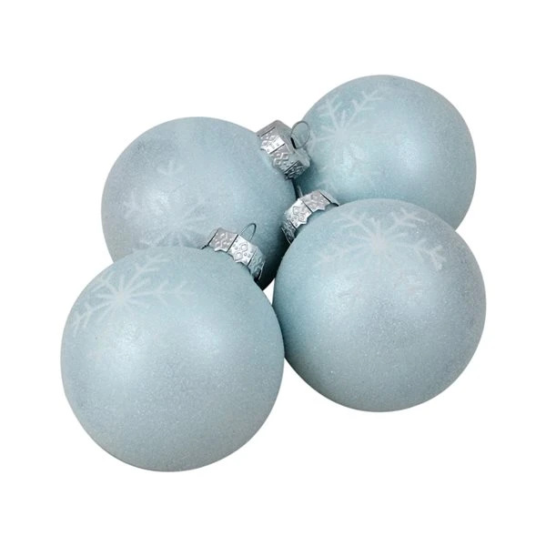 Northlight 3.25-in Blue And Silver Snowflake Glass Christmas Ball Ornaments - 4-Piece 4 Northlight 3.25-in Blue And Silver Snowflake Glass Christmas Ball Ornaments - 4-Piece - Image 2