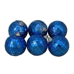 Northlight 6-Piece Lavish Blue Mirrored Glass Disco Ball Christmas Ornaments