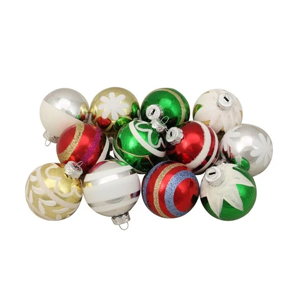 Northlight Multicolour Vintage Design Glass Ball Christmas Ornaments 2.25-in 12/pk 3 Northlight Multicolour Vintage Design Glass Ball Christmas Ornaments 2.25-in 12/pk