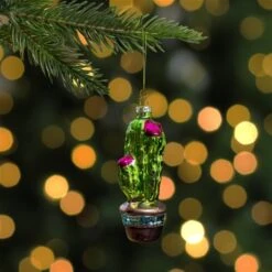 Northlight 4.75-in Green And Pink Potted Cactus Glass Christmas Ornament -Northlight Paradise 331054603 AlternateImage1 l