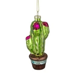 Northlight 4.75-in Green And Pink Potted Cactus Glass Christmas Ornament -Northlight Paradise 331054603 MainImage 001 l